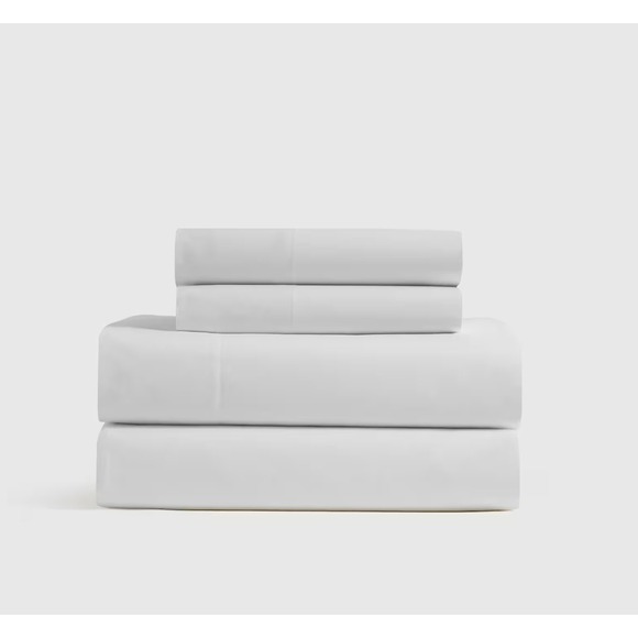 Quince Classic Organic Percale Sheet Set w/ Flat Sheet Twin Size White Cotton